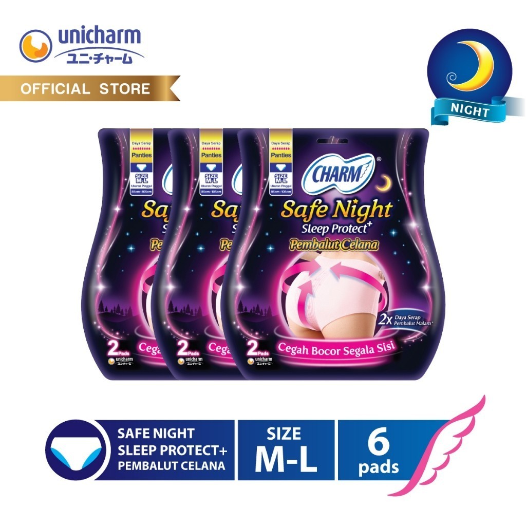Charm Safe Night Sleep Protect Panties M-L - 3 Packs