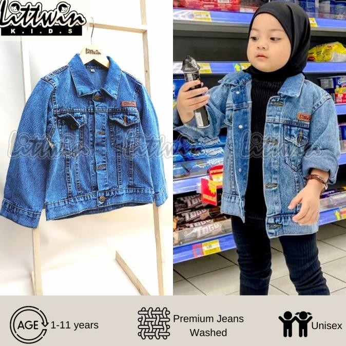 (2-11 TAHUN) JAKET ANAK DENIM WASHED PREMIUM / JAKET ANAK JEANS WASHED