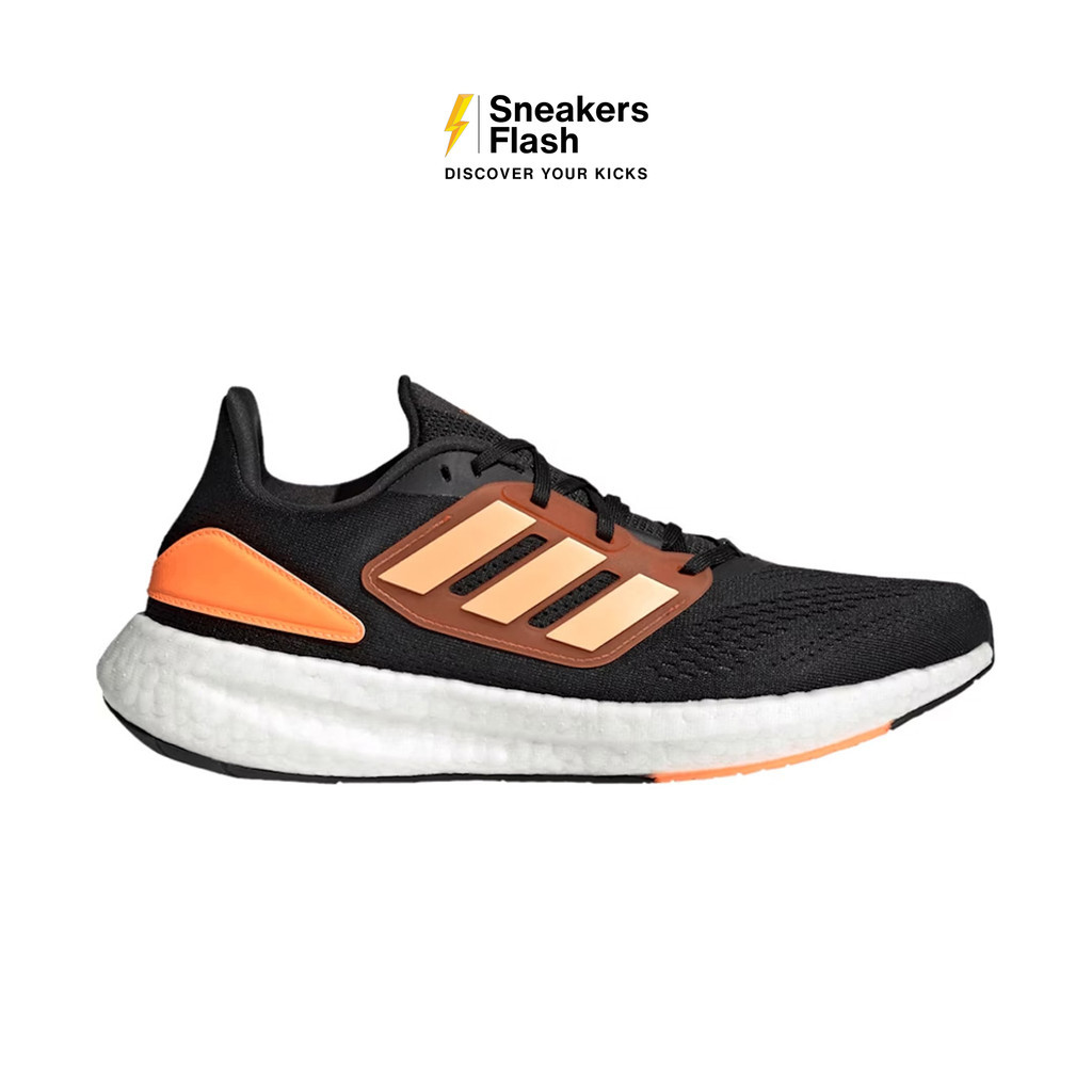 ADIDAS Pureboost 22 Black Acid Orange Sepatu Lari Pria - HQ8586 - Size 44