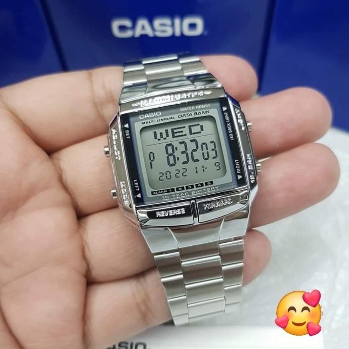 CASIO DB360-1A DB-360-1A SILVER JAM TANGAN RANTAI DIGITAL ORIGINAL