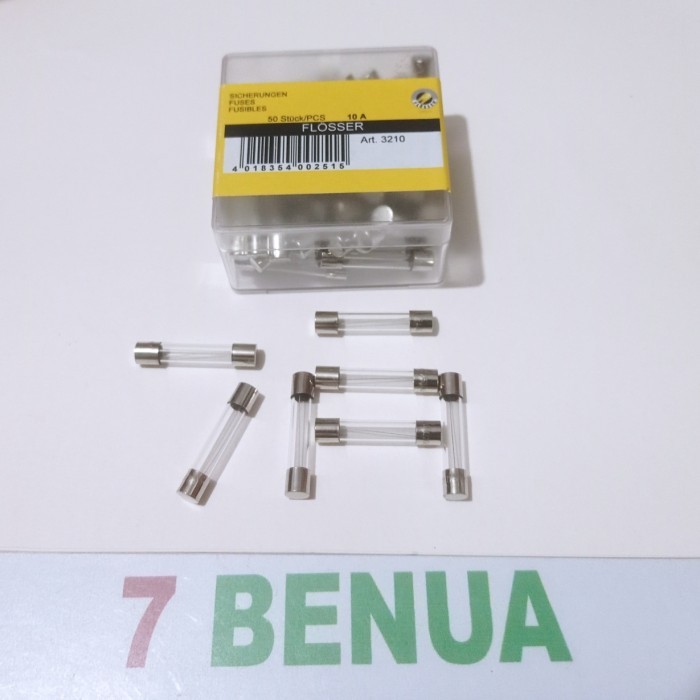 SEKERING SEKRING FUSE TABUNG KACA 10A ORIGINAL FLOSSER GERMAN