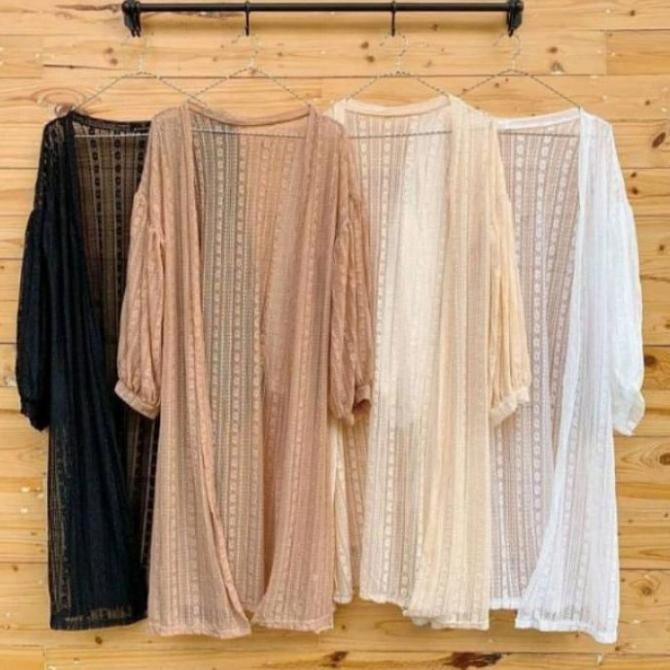 New Arrival Kardigan Brukat Lengan Balon Panjang | Long Cardi Burkat Premium Fashion 2024