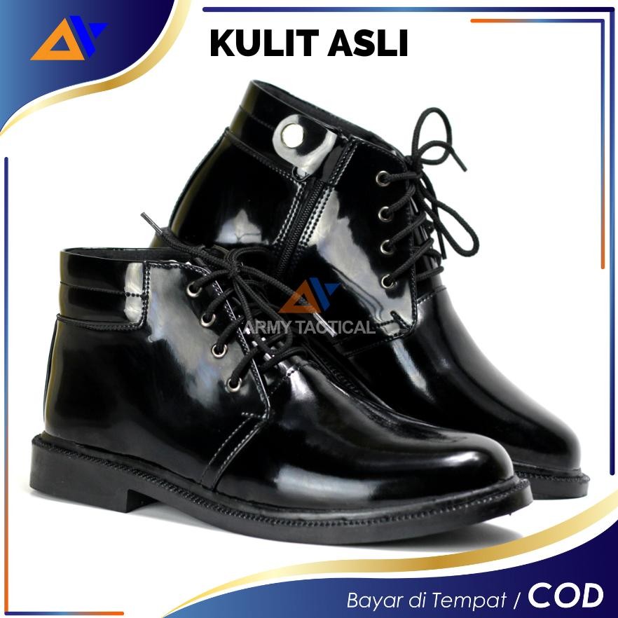 Sepatu Polisi Pdl Pdh Satpam Satpol Pp Kulit Asli 03 Tni Ad Dinas Polri Security Mengkilap Pria Kerj