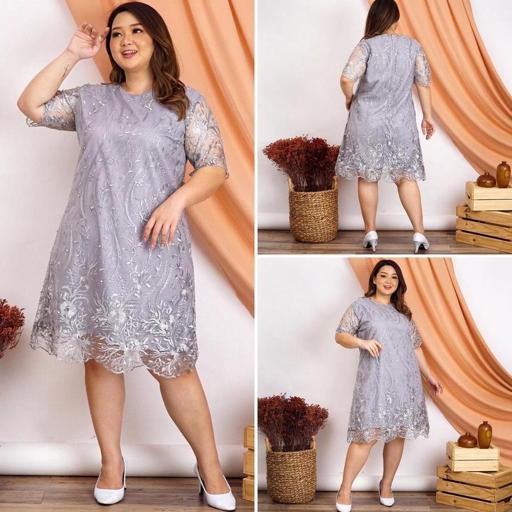 CR - DRESS ALEA BROKAT JUMBO TERLARIS / DRESS JUMBO MURAH / DRESS BROKAT MURAH / ATASAN WANITA JUMBO