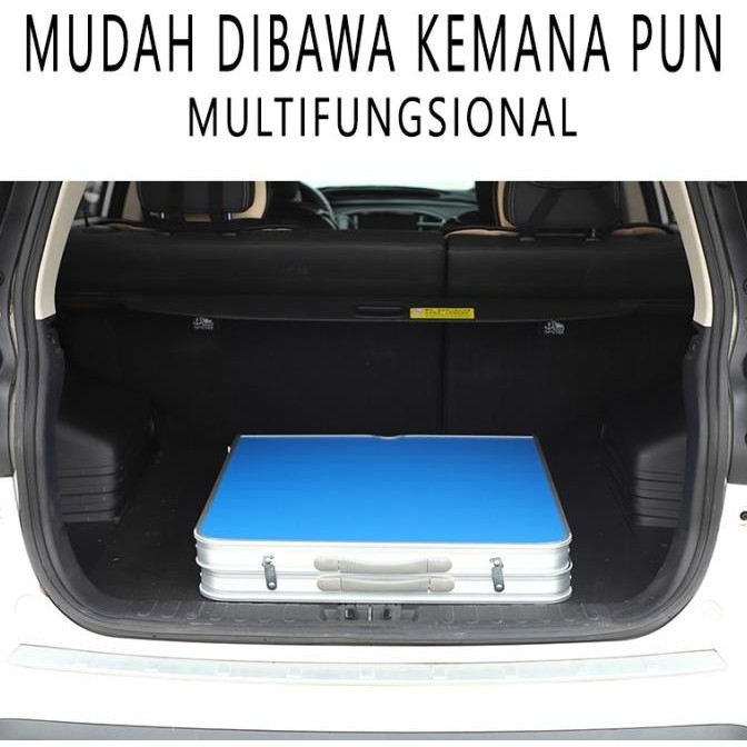 Meja Lipat Portable Meja Koper Meja Kaki Kotak Set Meja + 2 Kursi
