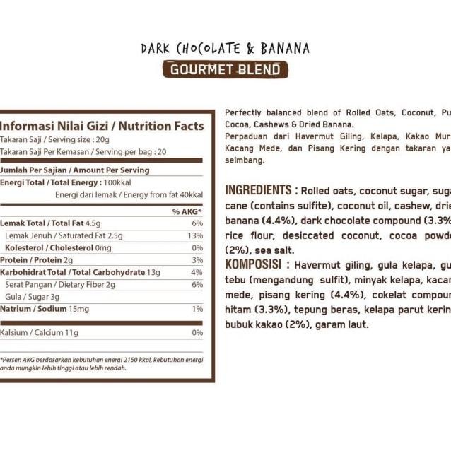 

Granola Creations Dark Chocolate & Banana (Gourmet Blend) 1Kg - Choco