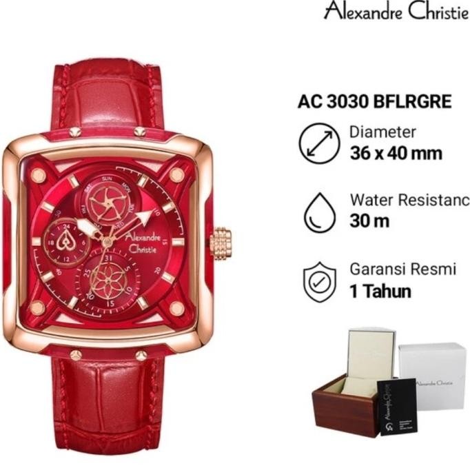 JAM TANGAN WANITA ALEXANDRE CHRISTIE AC3030 AC 3030 RED ROSEGOLD