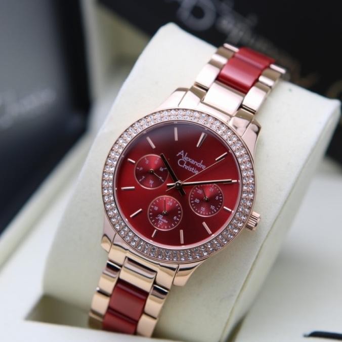 ALEXANDRE CHRISTIE AC2914 AC 2914 RED ROSEGOLD JAM WANITA ORGINAL
