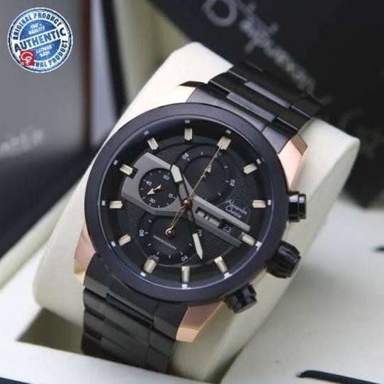ALEXANDRE CHRISTIE AC6559 AC 6559 BLACK ROSEGOLD JAM PRIA ORIGINAL