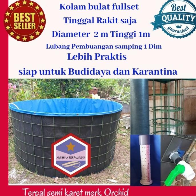 kolam terpal bulat Fullset D2T1m terpal kolam ikan kolam lele terpal