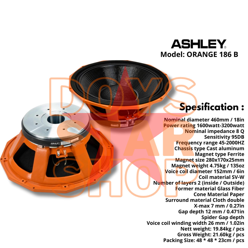 ORIGINAL SPEAKER 18 INCH ASHLEY ORANGE 186B