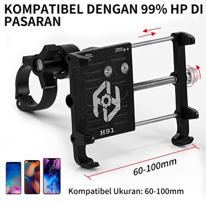 Logam Berat Full Besi Spion Holder Stand Phone Mount Holder Motor New