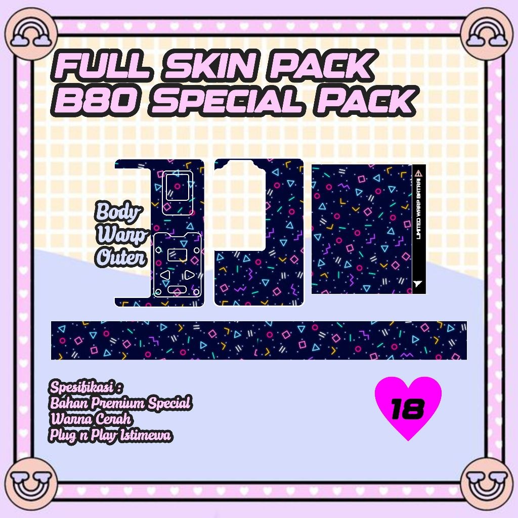 

Wrap* Stiker Pack Dalam Luar Batrai B80 18 Wrap Skin Stiker Garksin CUSTOM Gratis (2pcs)