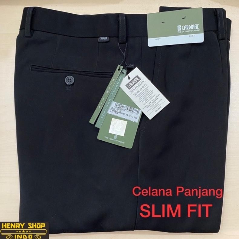 Celana Bahan Pria Celana Kantor Celana Formal Cardinal Slim Fit Hitam / Bahan Kerja Cardinal Slimfit