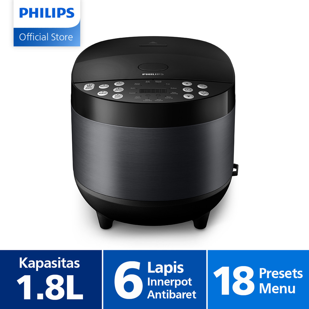 Philips Digital Rice Cooker / Magic Com HD4515/92 1.8 L Lapisan Bakuhanseki Anti Lengket Anti Baret 