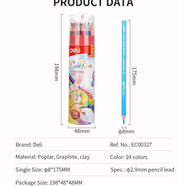 

Deli Ec00327 Sil Warna 24 Warna Dengan Bonus Rautan Sil Baru