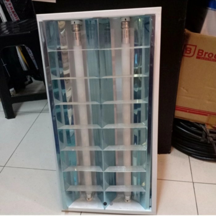 Kap Lampu TL RMI 2x18 Watt + Lampu TL 8Watt Philips Siap Pakai