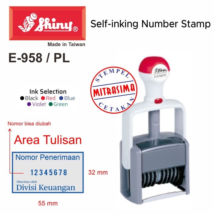 

Stempel Shiny E-958/PL ( Shiny Essential dgn nomor 8 digit E958/PL )