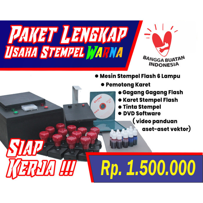 

Paket Hemat Usaha Mesin stempel Lampu 6 komplit