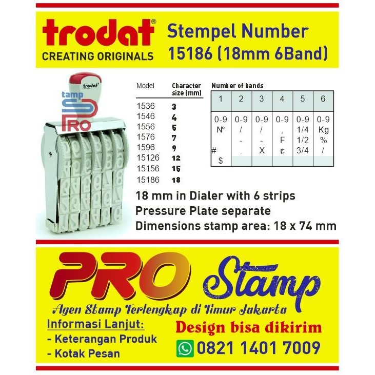 

Stempel Manual Angka 6 Digit 18mm / Trodat 15186
