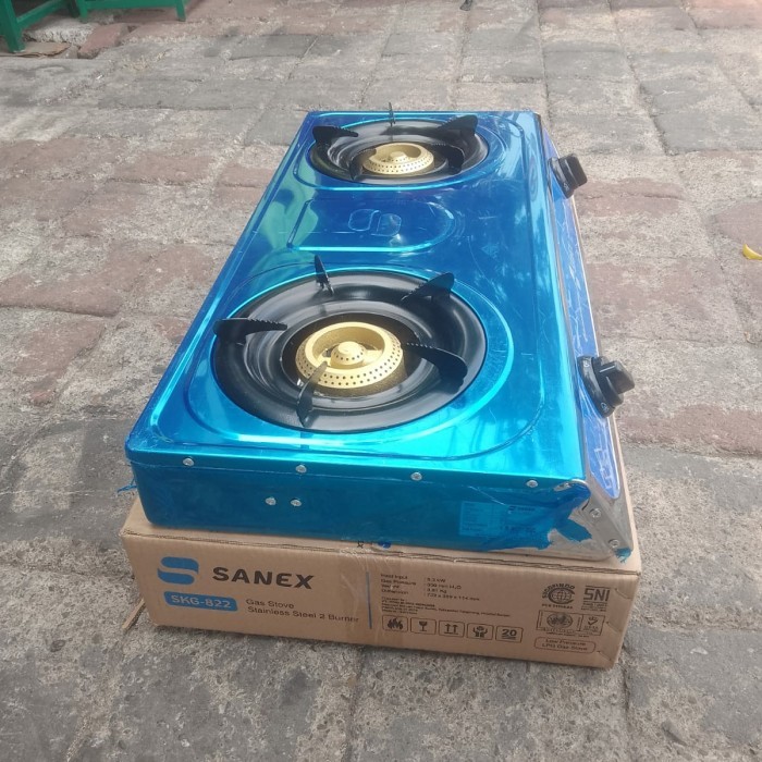 KOMPOR GAS 2 TUNGKU SANEX SKG-822 STAINLESS STEEL API BESAR/2 BURNER