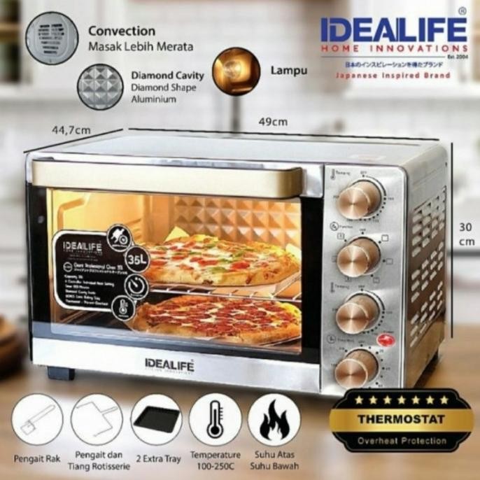 

TERSEDIA OVEN LISTRIK OVEN KOMPOR PEMANGGANG ROTI KUE 35 LITER IDEALIFE IL-335