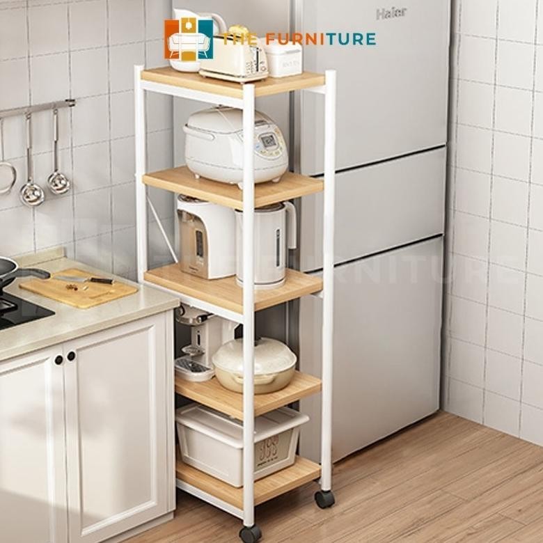 Rak Troli / Rak Dapur / Rak Penyimpanan Susun 4/5 Tingkat Besi Rack /Dapur crowave Kamar Mandi Rak