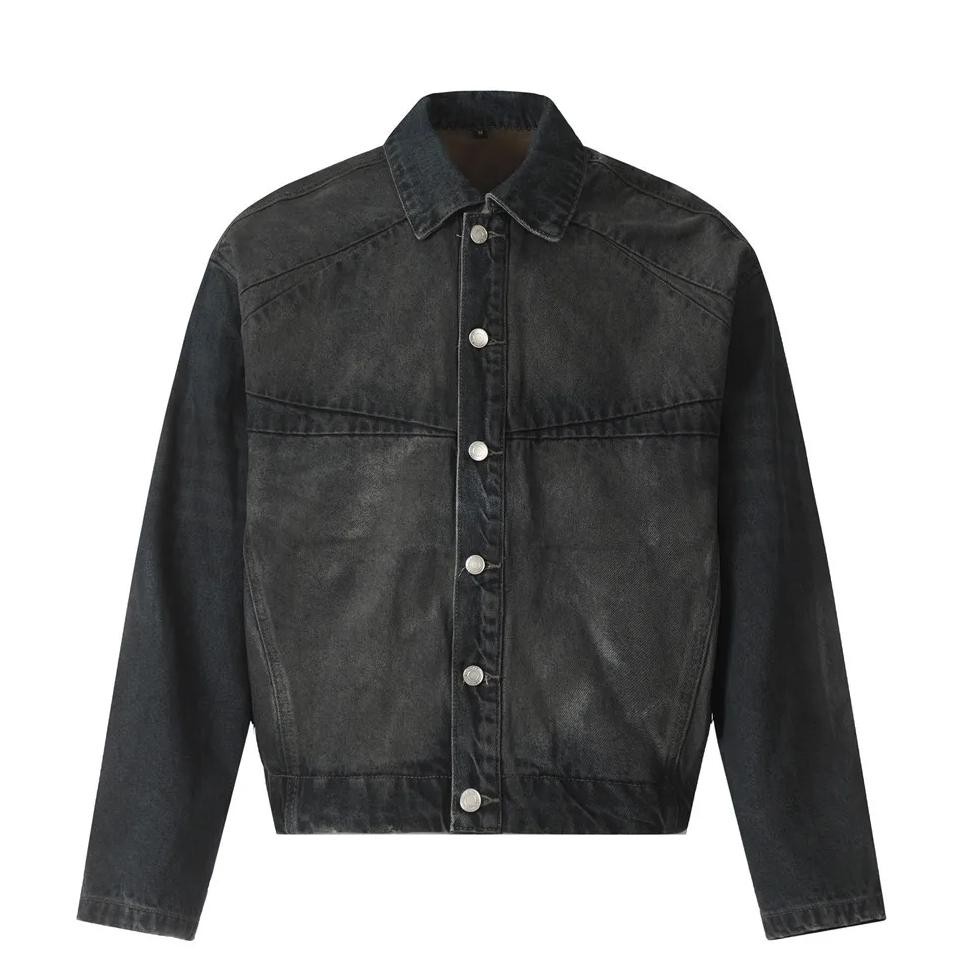 2024 new denim jacket trendy punk high street tie dye gradient loose denim jacket