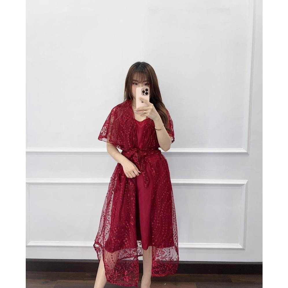 WTYU LONG DRESS TILE FULL/SELLA DRESS/DRESS KONDANGAN DRESS BRUKAT SAGE GREEN Baju Mini Dress Pesta 