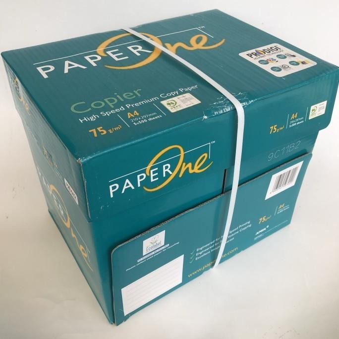 

BEBAS ONGKIR - kertas HVS A4 75 gram Paperone (1 box)