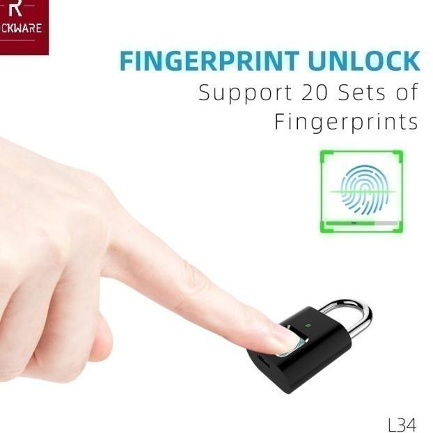 Roware Rw-L34 Ni Fingerprint Lo - Gembok Kecil Sensor Sidik Jari