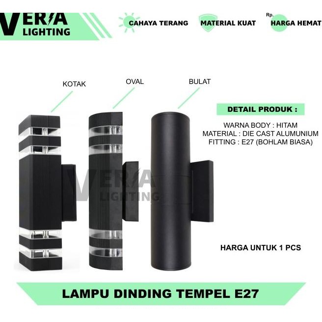 Lampu Dinding Tempel Hias Outdoor Nimalis Teras Pilar Tiang 2 Arah