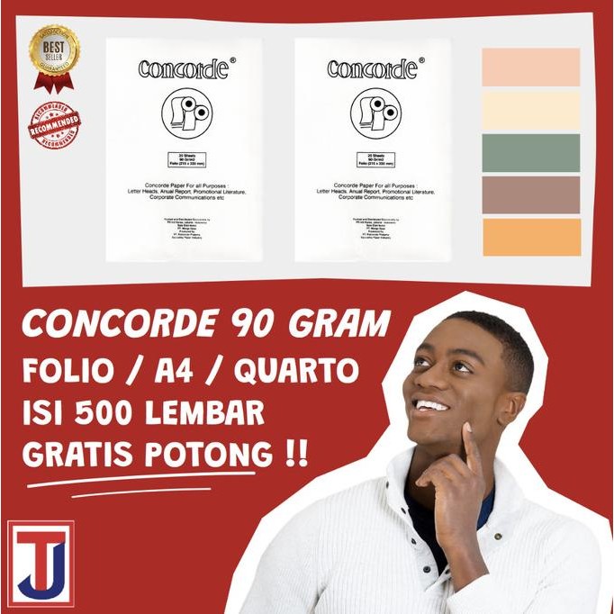 

TERBARU - Kertas Concorde Ukuran F4 A4 Kuarto 90 Gram isi 500 lembar Warna Putih