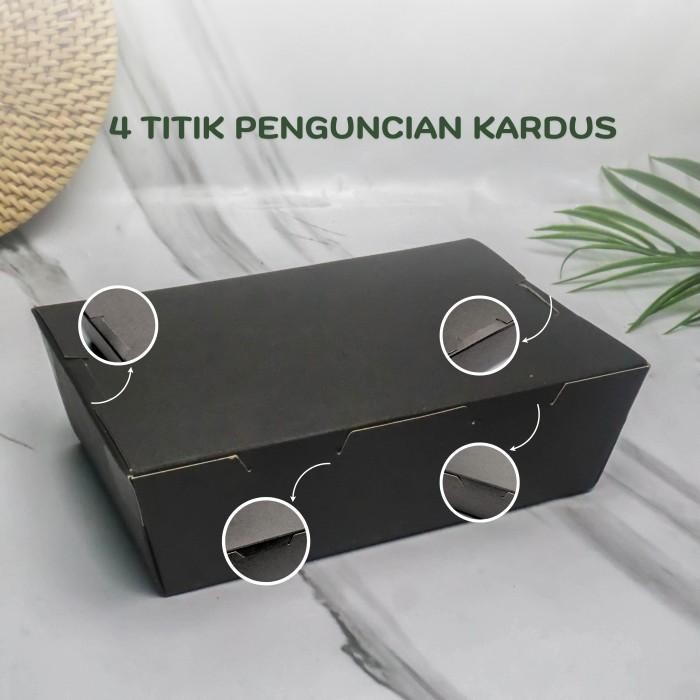 Paper Lunch Box Kotak Makan Kertas 315 Gr Tanpa Rakit Hitam Size M