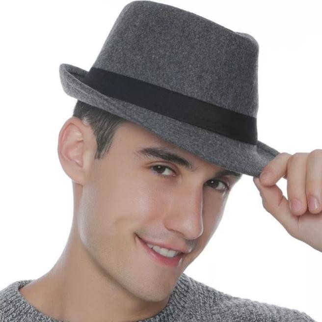 Topi Fedora Laken Jaz Maroon Wol