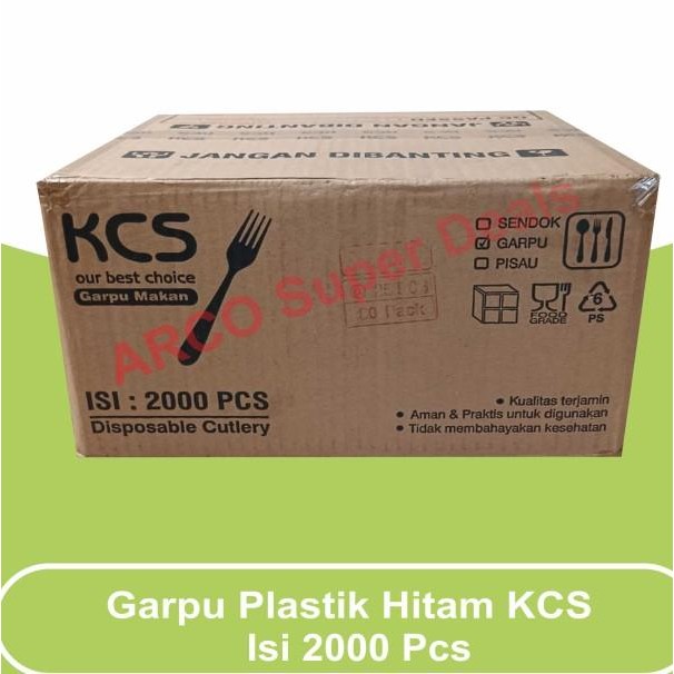 1 Dus Grosir Sendok Garpu Plastik Hitam Merk Kcs Isi 2000 Pcs