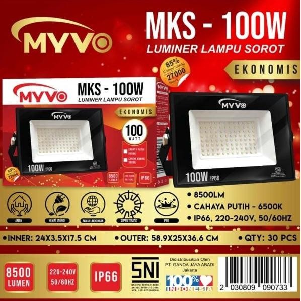

TERSEDIA LAMPU SOROT / TEMBAK LED MERK MYVO 100W 100 WATT FLOOD LIGHT