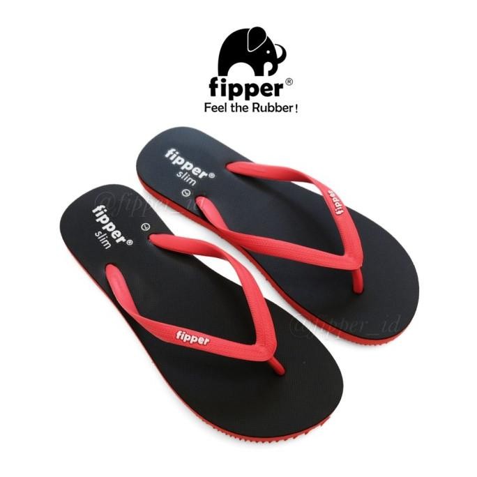 [FIPPER SLIM] - BLACK/RED - SANDAL JEPIT WANITA/PEREMPUAN ORIGINAL