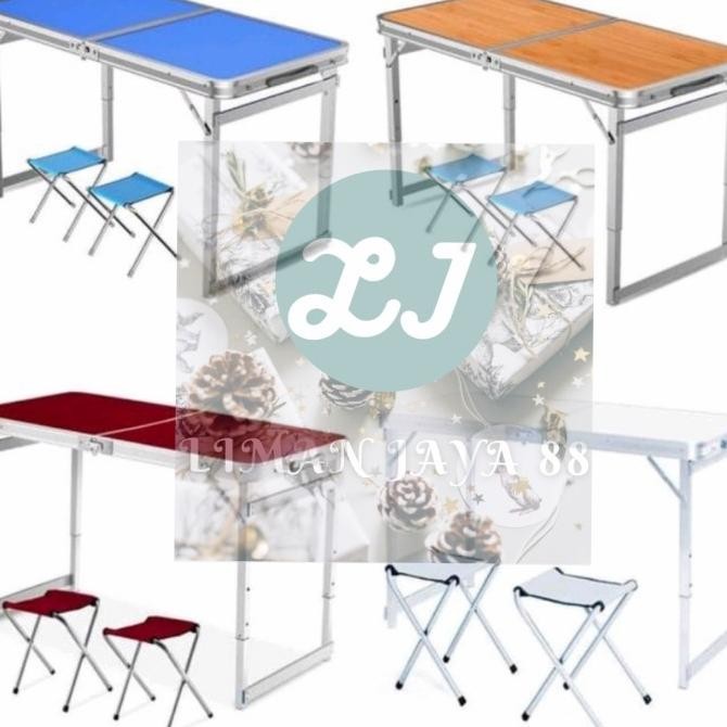 MEJA LIPAT KOPER PORTABLE 120CM X 60CM KAKI KOTAK SET(1MEJA+2KURSI)