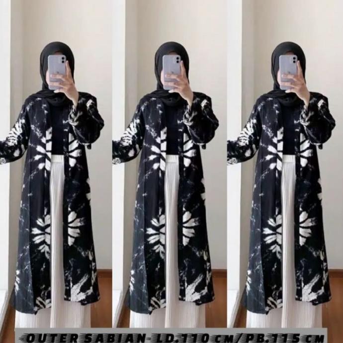 Viral Outer Sabyan Tie Dye Shibori Long Vest Rayon Kardigan Wanita Kekinian Fashion 2024