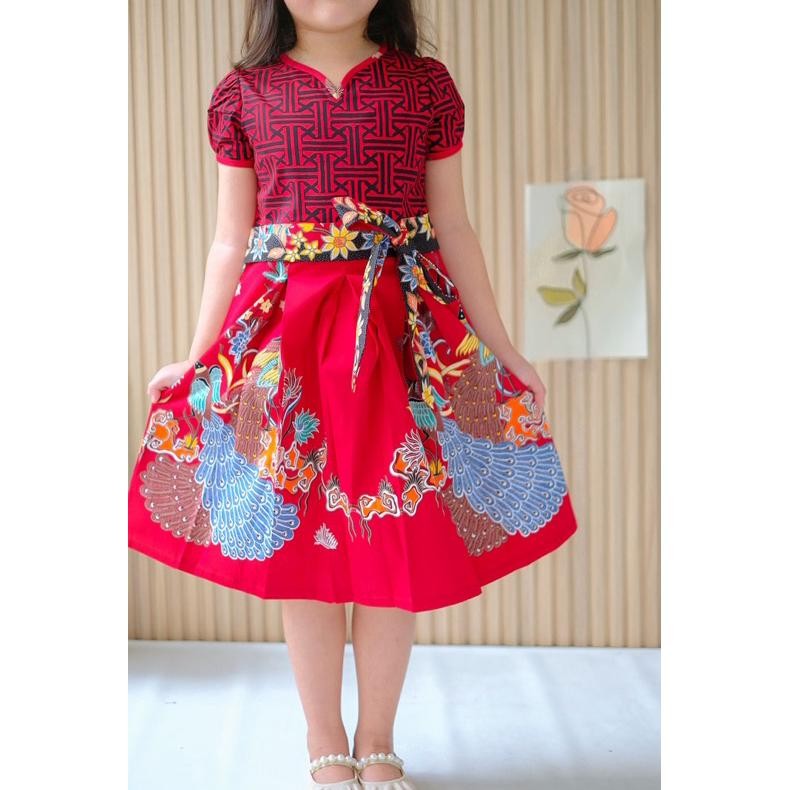 Baju Batik Anak Modern / Dress Batik Anak Cewek / Kemeja Batik Anak Cowok / Dress Imlek Anak Radisa