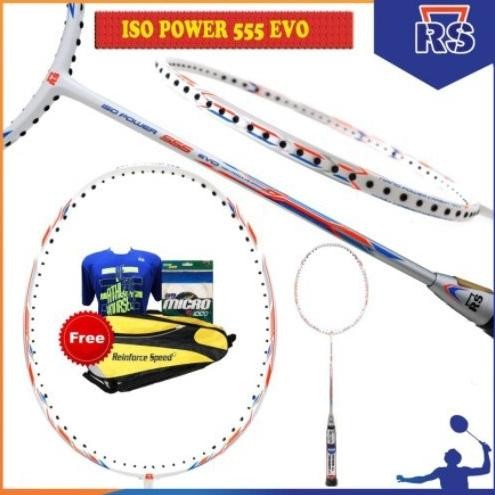 Kualitas Orginal PROMO PAKET RAKET BADMINTON RS ISO POWER 555 EVO -ORIGINAL