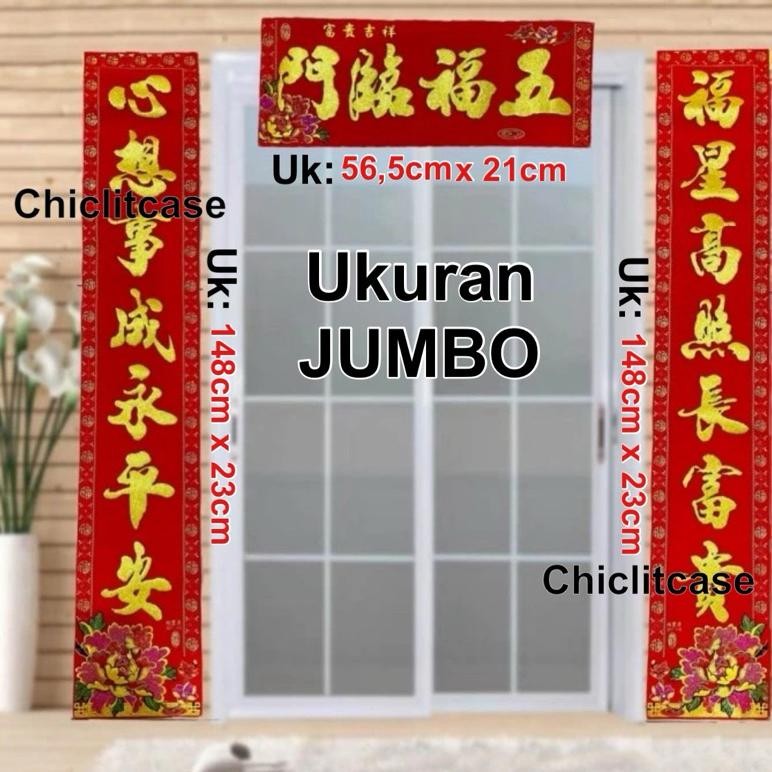 

Tempelan Dui Lian Imlek Jumbo /Tui Lian Sincia Bunga/ Dekorasi Imlek Sincia 1 Set Isi 3 Buah / Tempelan Imlek