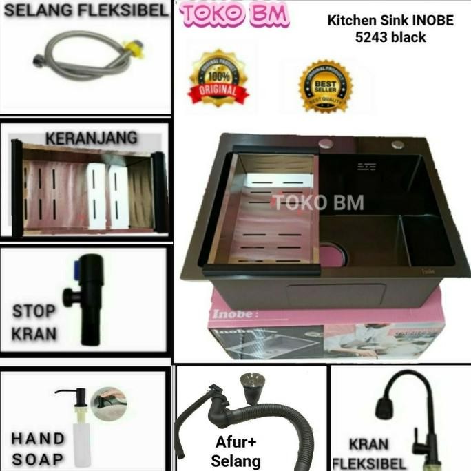 kitchen sink jkm 5243 hitam doff/sink jkm 5243 black stainless sus 304