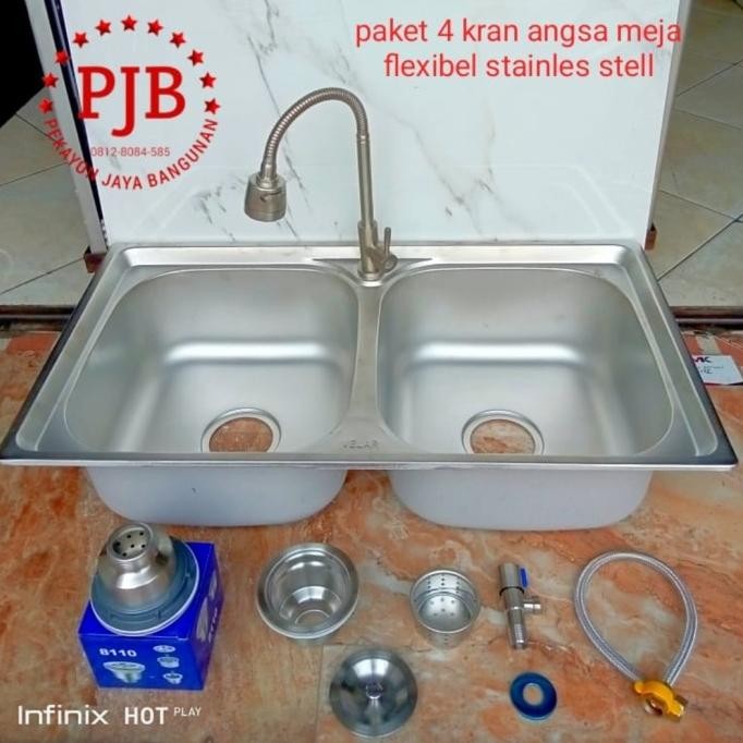 kitchen sink 2 lubang stainles / bak cuci piring 2 lubang velar D7843