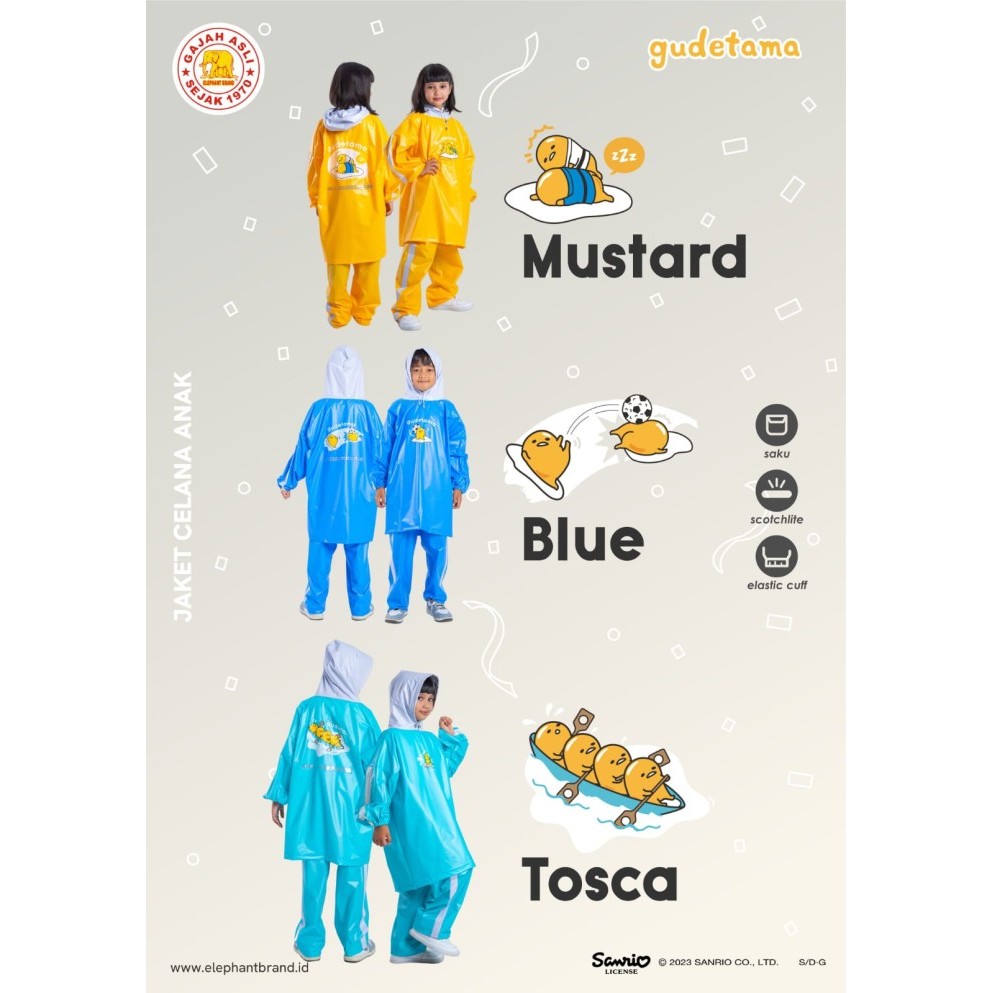 Jas Hujan Setelan Anak Elephant Brand - Gudetama Edition