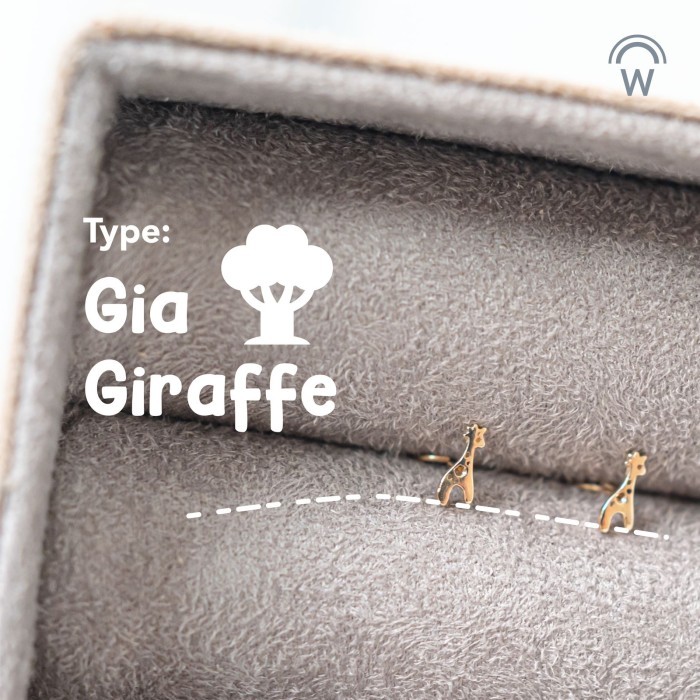 wonderthink - gia giraffe - anting - baby - emas - putih