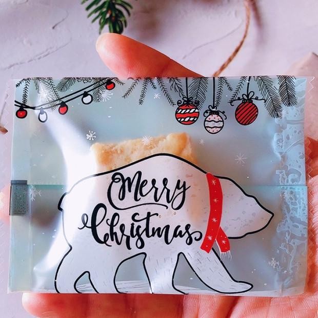 

100Lembar Plastik Natal Plastik Cookies Natal Kemasan Cookies Natal