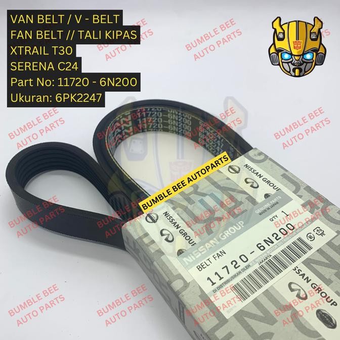 VAN BELT FAN BELT - 6PK2247 - XTRAIL T30 / SERENA C24 - 11720-6N200 - V BELT - TALI KIPAS - 6PK 2247