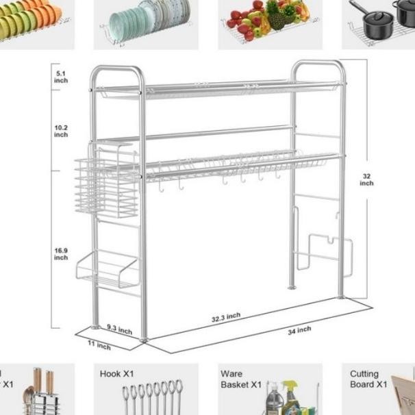 Rak Wastafel Cuci Piring Stainless Steel Rak Dapur Rak Piring Besar